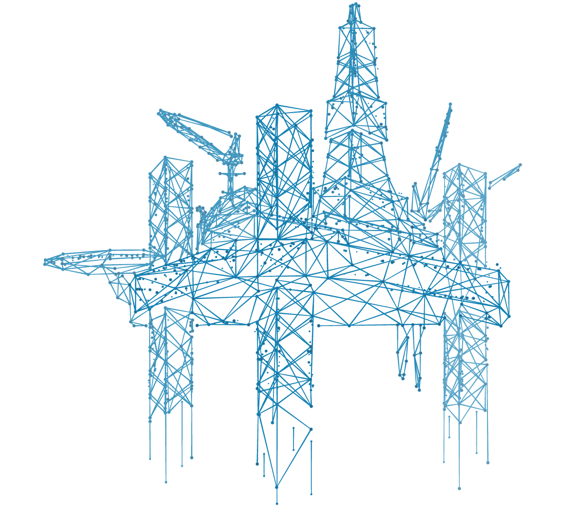 line drawing of an oil rig